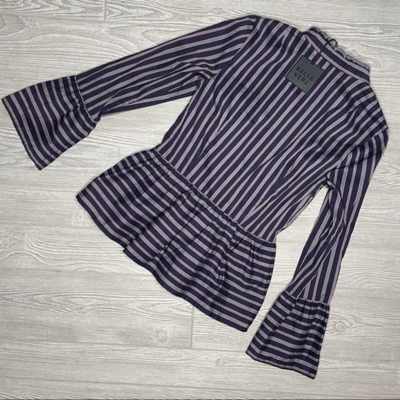 Nwt belle vere bell long sleeve blouse shirt flared waist shirt size small - Picture 4 of 4